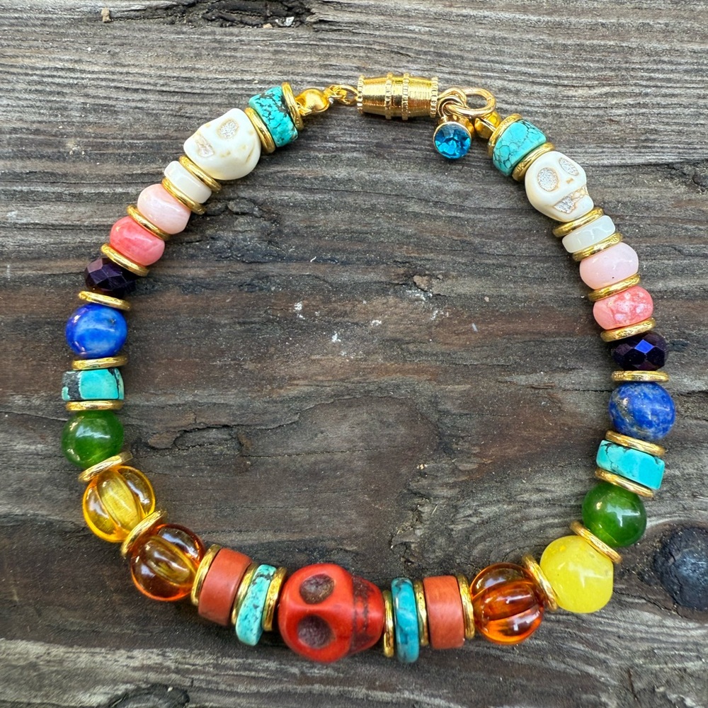 Unique Rainbow Skull Bracelet